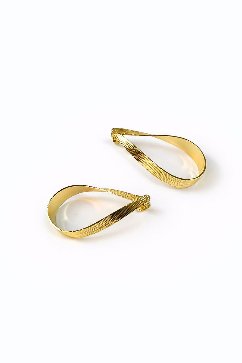 Golden Ribbon Drop Earrings